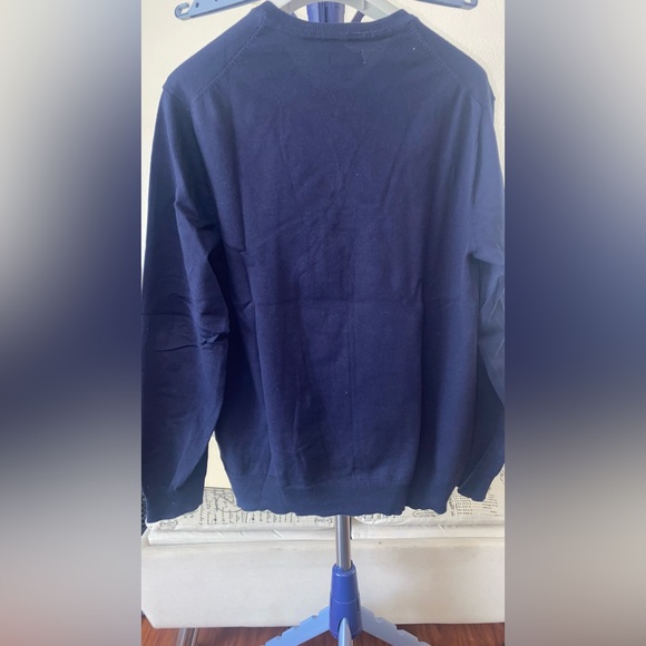 Club Room Mens Size L Solid V-Neck Sweater Blue - Picture 3 of 3
